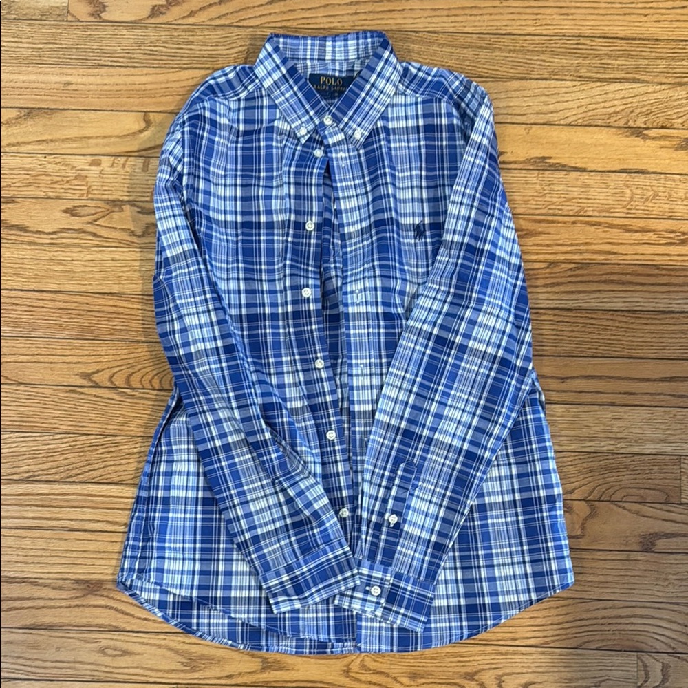 Polo by Ralph Lauren Blue and White Casual Button Down Shirt